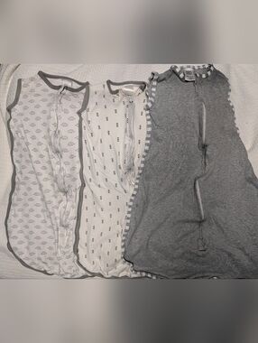 6-12 Months Swaddle Designs Gray & White Zippered Baby Sleep Sacks - Set Of 3